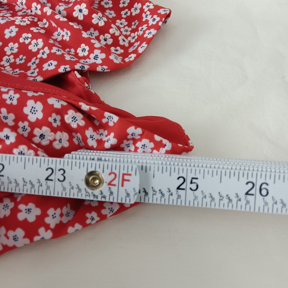 Jessica Howard Red White Floral Faux Wrap Dress Plus Size 24W Short Sleeve Midi - Picture 13 of 16